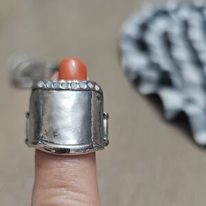 Paparazzi Silver Ring with Orange Accent